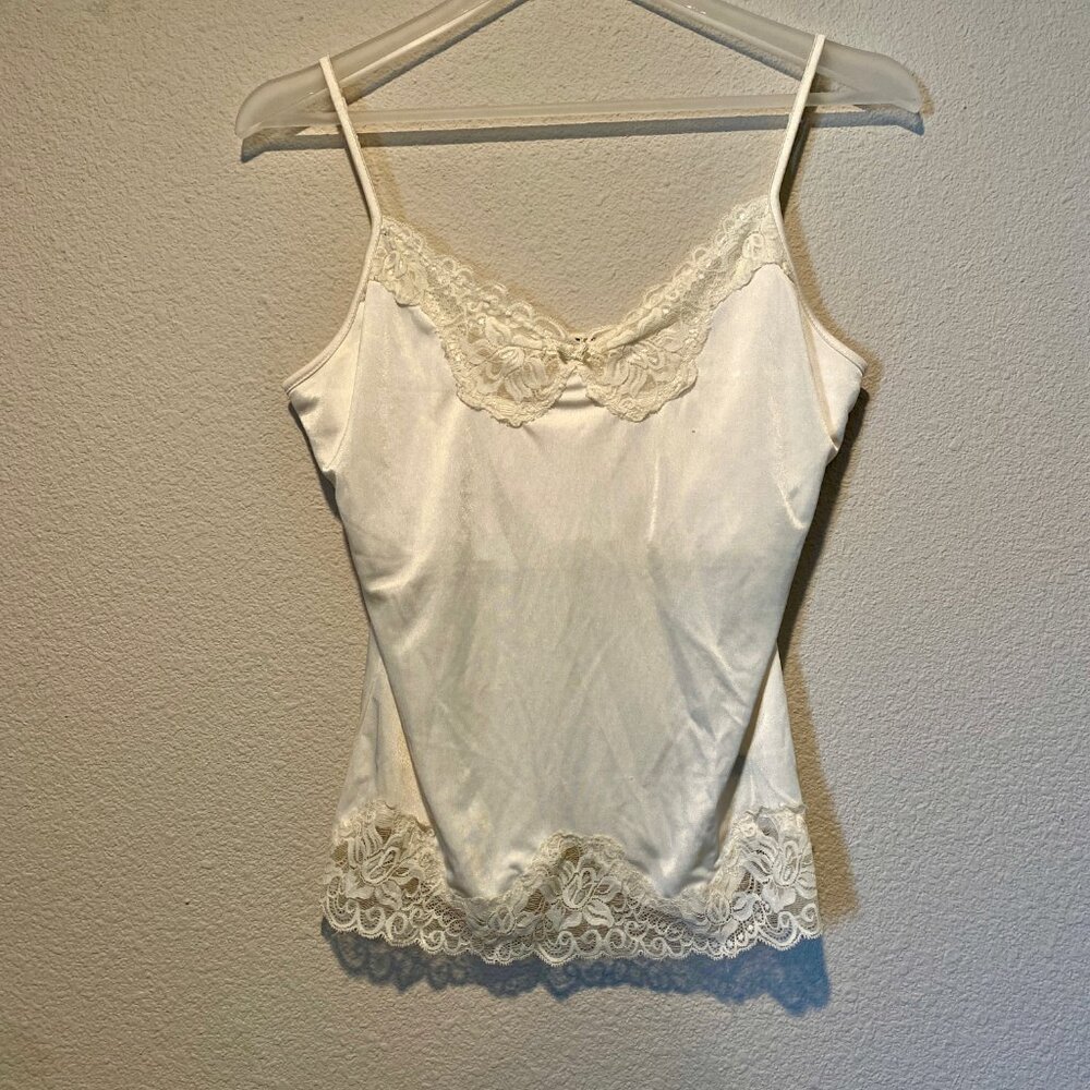 Y2K Cream Lace Cami Camisole Tank Top Women’s Size Medium